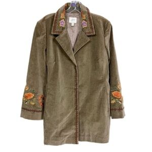 J. Jill | Bohemian Embroidered Velvet Coat  Size Small